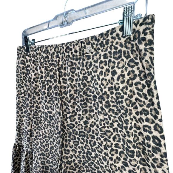 Ces Femme Wide Leg Pants Womens L Brown Leopard Print High Rise Resort Boho Chic - Picture 4 of 14